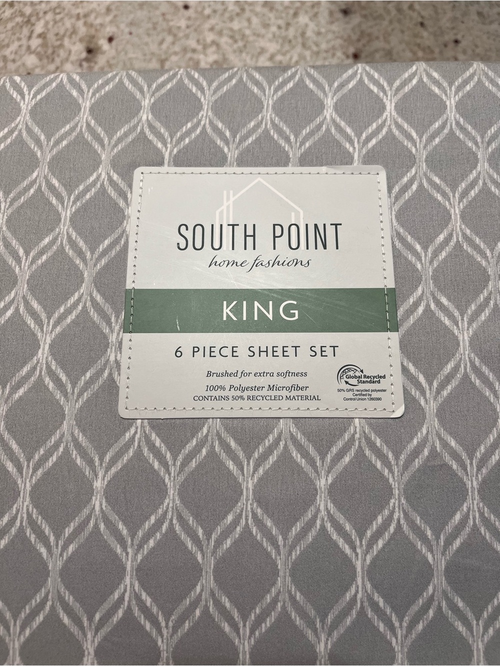 South Point King Sheet Set in Gray with Geometric Pattern